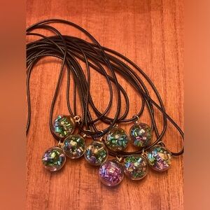 Hand filled glass globe pendants, Set of nine!